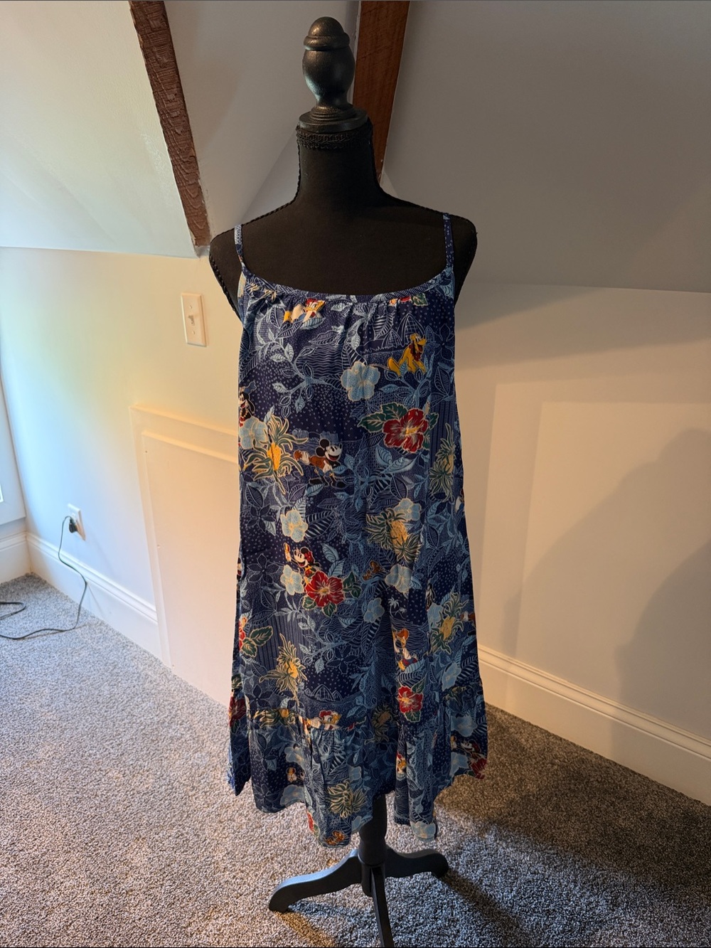 Tori Richard Navy Floral Slip Midi Dress